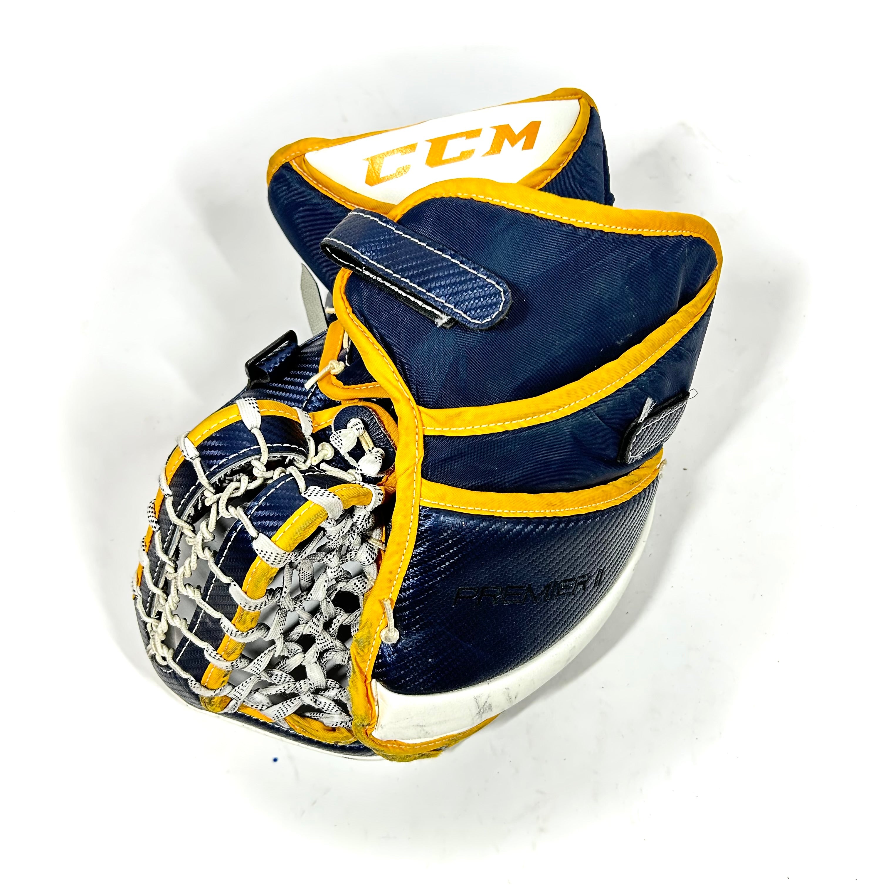 CCM Premier II - Gant de gardien de but Pro Stock d'occasion (bleu marine/jaune)